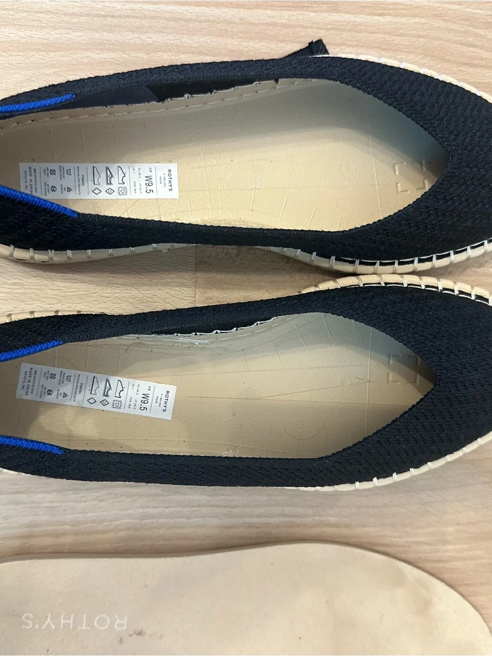 Rothy’s Boardwalk Black Ankle-Tie Espadrille Flats - Women size 9.5